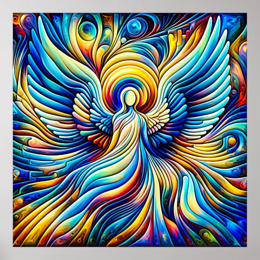 Poster Illusionnisme abstrait d'IA Ange Effet expressionn (Devant)