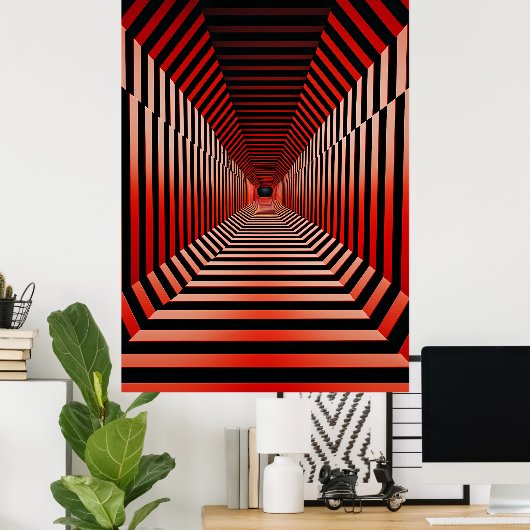 Poster Illusions hypnotiques rouges (Bureau à domicile)
