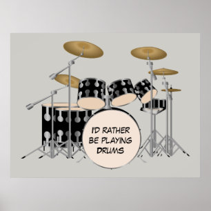 Poster Illustrated Drum Set