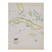 Poster Illustrated map of Cuba (Devant)