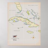 Poster Illustrated map of Cuba (Devant)