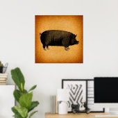 Poster Illustrated Vintage Pig (Bureau à domicile)