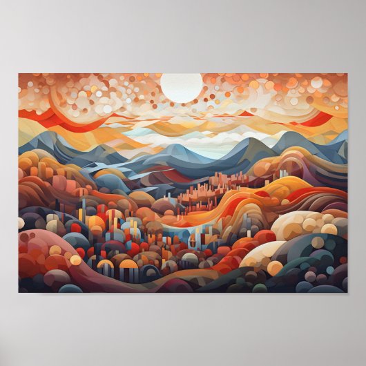 Poster Illustrateur Abstrait Paysage Valley Vs Mountain (Devant)