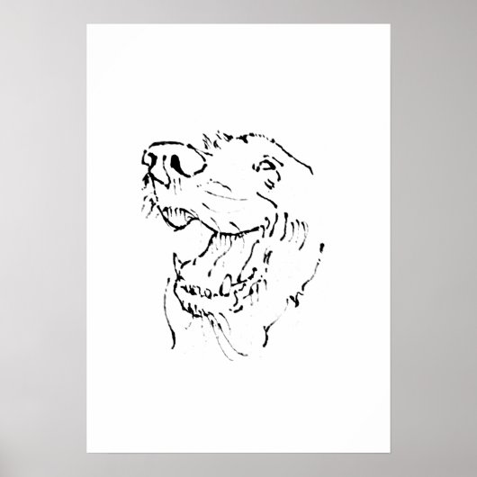 Poster Illustration à l'encre de Retriever doré joyeux, A (Devant)
