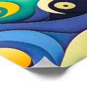 Poster Illustration Abstraite de la ligne Sun Waves (Coin)