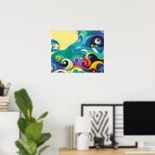 Poster Illustration Abstraite de la ligne Sun Waves (Bureau à domicile)