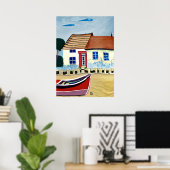 Poster Illustration Abstraite de la maison de plage et du (Bureau à domicile)