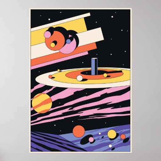 Poster Illustration Abstraite de l'espace psychédélique,  (Devant)