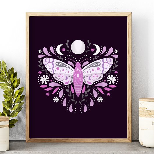 Poster Illustration Abstraite Moderne de Papillon de Nuit