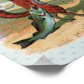 Poster Illustration ancienne de la pêche à la grenouille  (Coin)