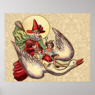 Poster Illustration Antique de l'Enfant de la Mère l'Oye
