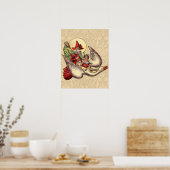 Poster Illustration Antique de l'Enfant de la Mère l'Oye (Cuisine)