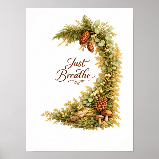 Poster Illustration aquarelle de forêt "Juste respirez" (Devant)