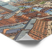 Poster Illustration aquarelle de Manchester Angleterre (Coin)