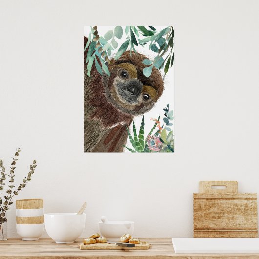Poster Illustration aquarelle de Sloth (Cuisine)