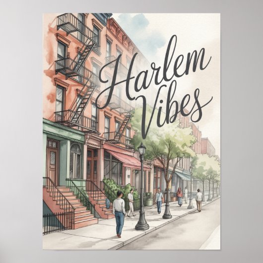 Poster Illustration aquarelle Harlem Vibes (Devant)