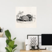 Poster Illustration Armadillo Retro Armadillos vintage (Bureau à domicile)