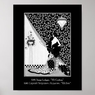 Poster Illustration Art Nouveau de beauté russe vintage