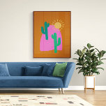 Poster Illustration artistique colorée de Boho Desert Cac<br><div class="desc">Poster d'illustration de l'art Boho Desert Cactus</div>