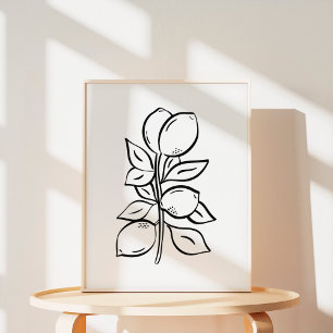Poster Illustration artistique de branche de citron fanta