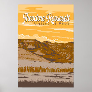 Poster Illustration artistique du parc national Theodore