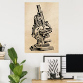 Poster Illustration au microscope vintage Retro Steampunk (Bureau à domicile)