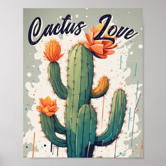 Poster Illustration Bloom Cactus Love (Devant)