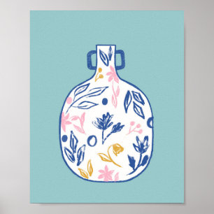 Poster Illustration Boho Floral Vase Imprimer - Minim mod