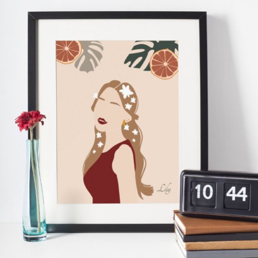 Poster Illustration Boho Woman, Tons Terrestres