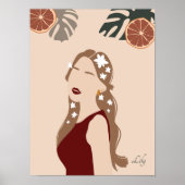 Poster Illustration Boho Woman, Tons Terrestres (Devant)