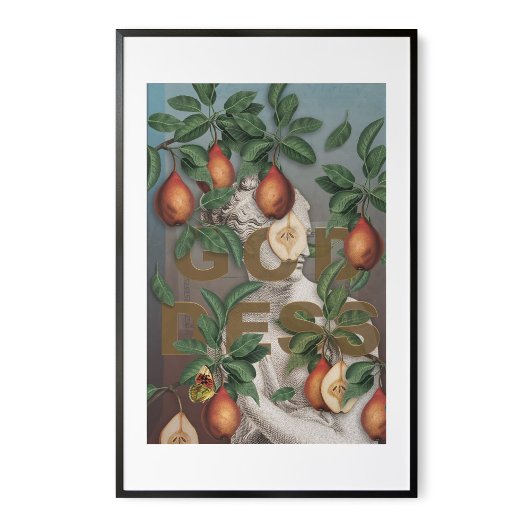 Poster Illustration botanique Collage Déesse Vénus