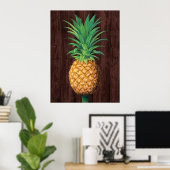 Poster Illustration botanique d'ananas contre l'acajou (Bureau à domicile)