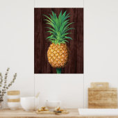 Poster Illustration botanique d'ananas contre l'acajou (Cuisine)