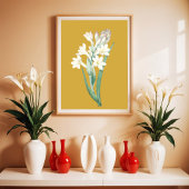 Poster Illustration botanique de Tuberose, Fleur Vintage