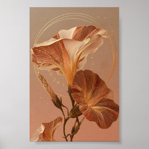 Poster Illustration botanique du lys calla orange brûlé