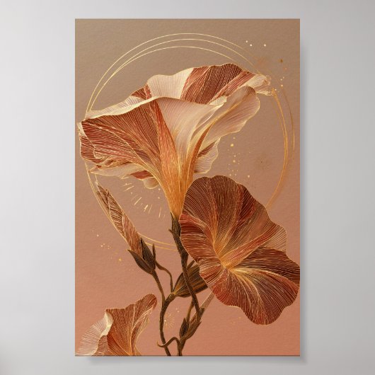 Poster Illustration botanique du lys calla orange brûlé (Devant)