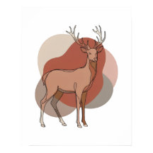 Illustration botanique minimaliste de cerf d'autom