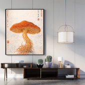 Poster Illustration botanique vintage de champignons, Jap