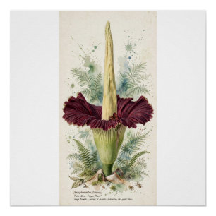 Poster Illustration botanique vintage de l'Arum Titan sur