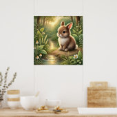 Poster Illustration capricieuse de lapin de la forêt – Jo (Cuisine)