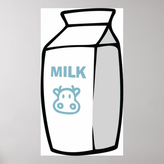 Poster Illustration Carton de lait de vache laitière cuit (Devant)
