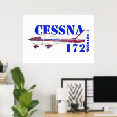 Poster Illustration Cessna 172 Skyhawk Texte Gras Design (Bureau à domicile)