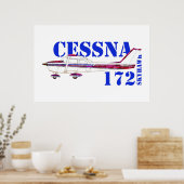 Poster Illustration Cessna 172 Skyhawk Texte Gras Design (Cuisine)
