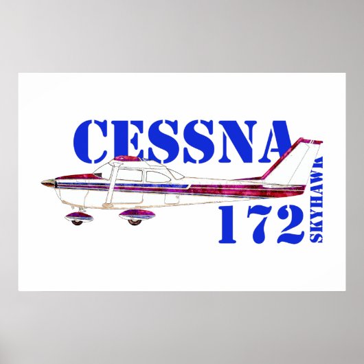 Poster Illustration Cessna 172 Skyhawk Texte Gras Design (Devant)