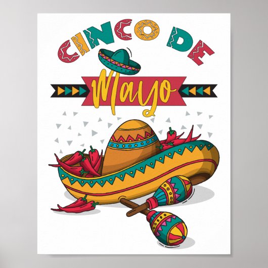 Poster Illustration Cinco De Mayo, 1/2 (Devant)
