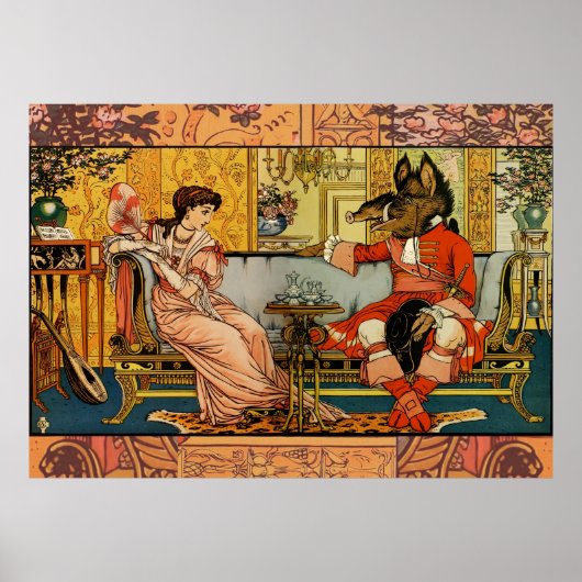 Poster Illustration classique de La Belle et la Bête (Devant)