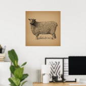 Poster Illustration classique de l'art du mouton animal d (Bureau à domicile)