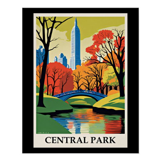 Poster Illustration colorée de Central Park (Devant)