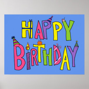 Poster Illustration colorée d'un joyeux anniversaire
