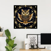 Poster Illustration complexe de hibou nocturne (Bureau à domicile)